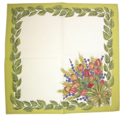 Provence print fabric tea towel (Lavender & roses. raw) - Click Image to Close